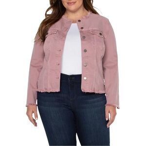 Liverpool Mauve Frayed Hem Jean Jacket Size 1X